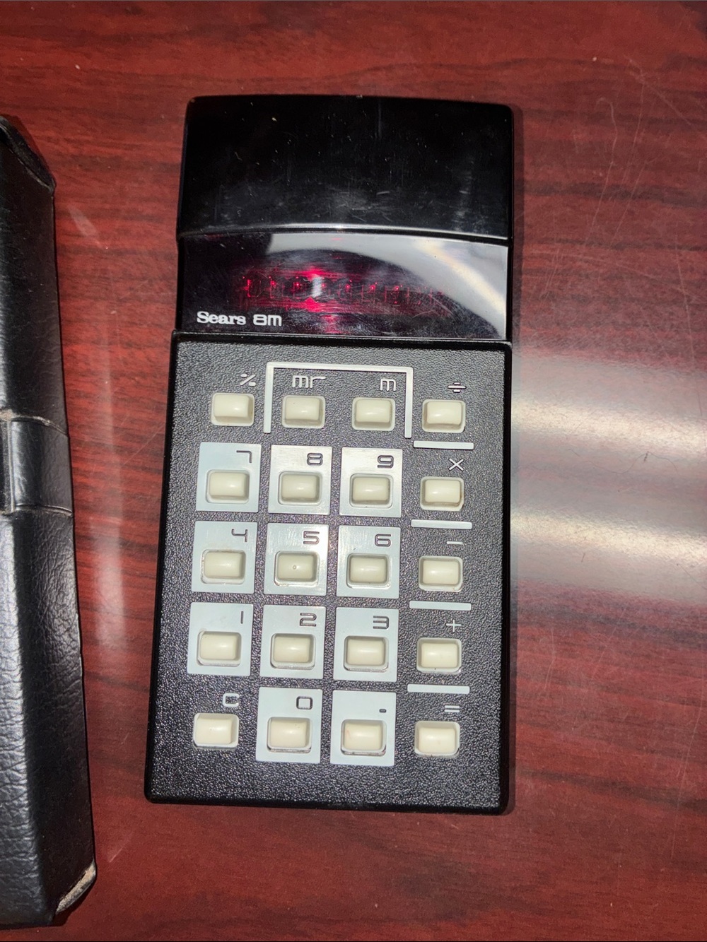 Sears Black Calculator with Cream Keys 1974